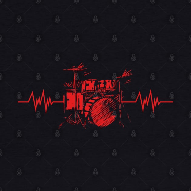 Drummer Heartbeat Drum Set  Drummer Musician Drumsticks by Caskara